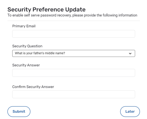 Security Preference Update pop-up