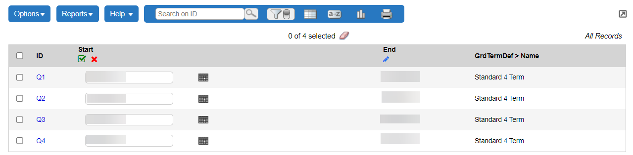 Grade Terms list page made editable