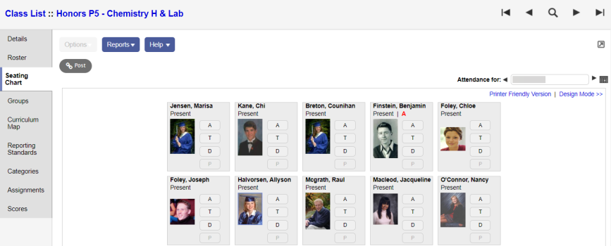 Seating chart for class